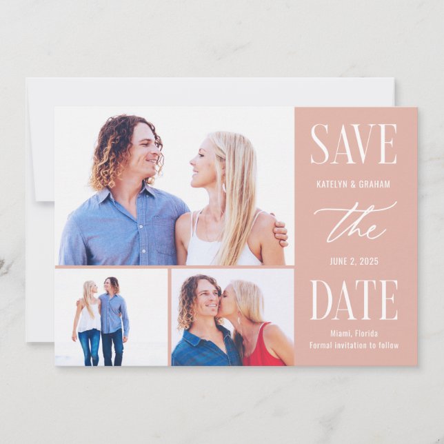 Modern Type bearbeitbare Farbkarte Save the Date Dankeskarte (Vorderseite)