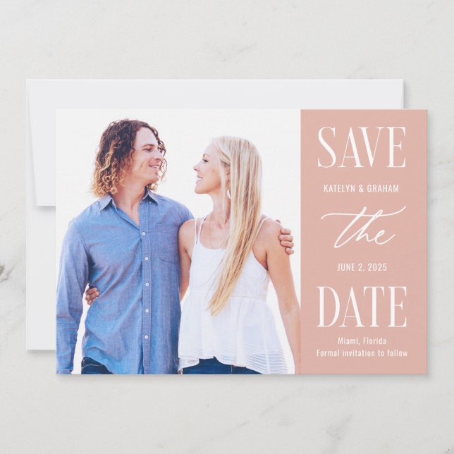 Modern Type bearbeitbare Farbkarte Save the Date Dankeskarte (Vorderseite)