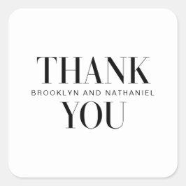 Modern Type Bold Wedding Danke Foto Card Quadratischer Aufkleber
