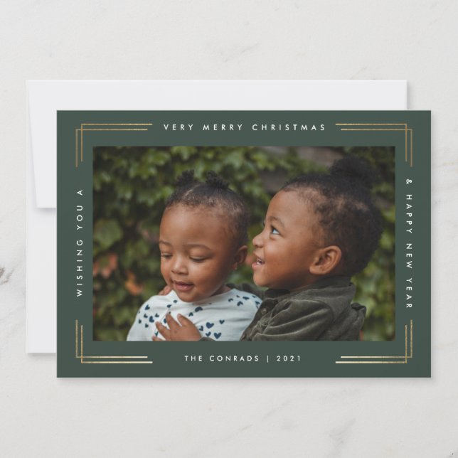 Modern Type Gold Frame Overlay Foto Weihnachten (Vorderseite)