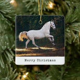 Modern Typewriter Horse Photo Equestrian Christmas Keramikornament