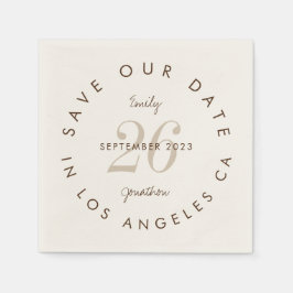 Modern Typografie Brown Cream Save the Date Serviette