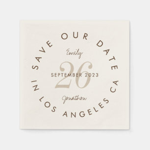 Modern Typografie Brown Cream Save the Date Serviette