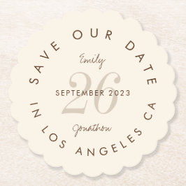 Modern Typografie Brown Cream Save the Date Untersetzer
