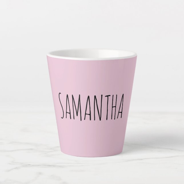 Modern Typografie Name Pink Milchtasse (Vorderseite)