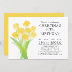 Modern Typografische Tulip-Blume Geburtstagsparty Einladung