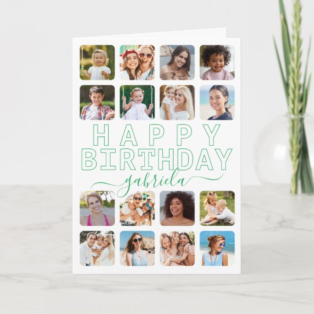 Modern Typografy Birthday Card - Custom Foto Gre Karte (Vorderseite)