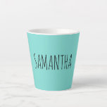 Modern Typografy Name Blue Green Milchtasse<br><div class="desc">Eine komfortable moderne Tasse mit angesagten Schriftzeichen mit blaugrünem Hintergrund. Wenn Sie es vorziehen, aus vielen anderen Schriften zu wählen.</div>