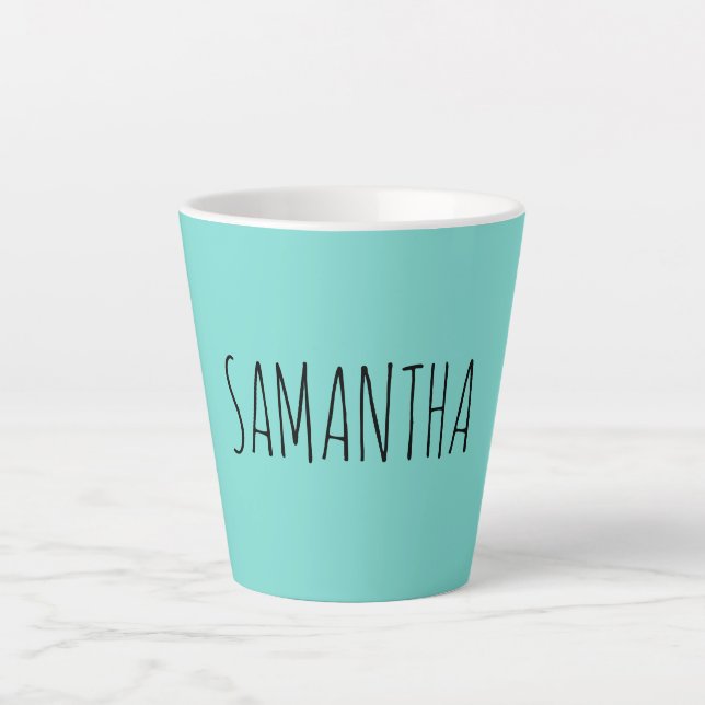 Modern Typografy Name Blue Green Milchtasse (Vorderseite)