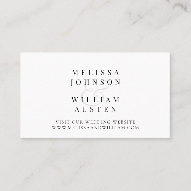 Modern Typografy Wedding Website Insert Card Visitenkarte (Vorderseite)
