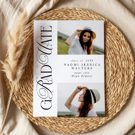 Modern Typography 2 Photos Elegant Graduation Einladung