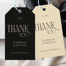 Modern Typography Black Cream Wedding Thank You Geschenkanhänger