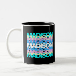 Modern Typography | Custom Name Pastel Holographic Zweifarbige Tasse