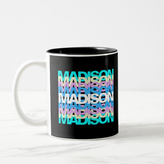 Modern Typography | Custom Name Pastel Holographic Zweifarbige Tasse (Links)