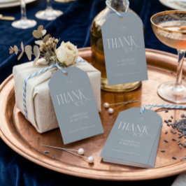Modern Typography Dusty Blue Wedding Thank You Geschenkanhänger