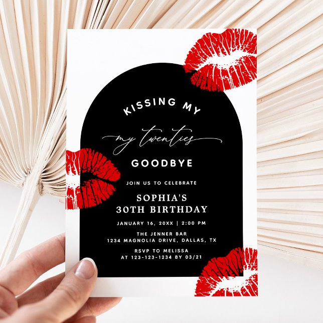 Modern Typography Kissing My Twenties Goodbye Einladung (Von Creator hochgeladen)