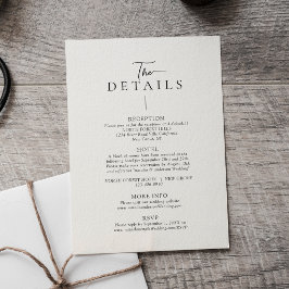 Modern Typography Minimalist Wedding Details Begleitkarte