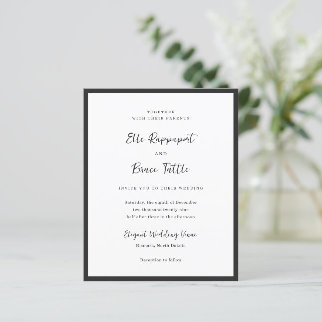 Modern Typography Minimalist Wedding Invitation (Stehend Vorderseite)