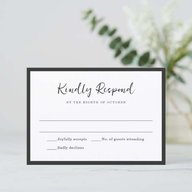 Modern Typography Minimalist Wedding RSVP Karte (Stehend Vorderseite)