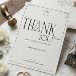 Modern Typography Minimalistic Wedding Thank You  Postkarte