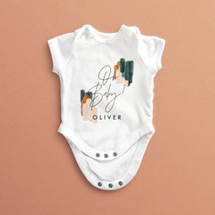 Modern typography Oh baby shower party gift Baby B Strampler