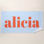 Modern Typography Personalized Name Blue Orange Strandtuch<br><div class="desc">A chic personalized design with a large lowercase name in bold cool blue and persimmon orange. Clean,  modern,  and easy to spot at the pool or beach. Customize with any name for a simple look that feels classic and elevated. Great for vacations,  lake days,  swim team meets,  and gifts.</div>