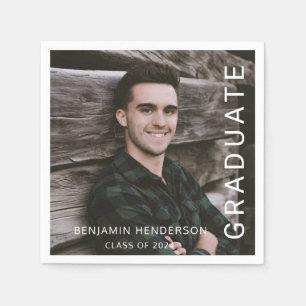 Modern Typography Photo Graduation   Serviette