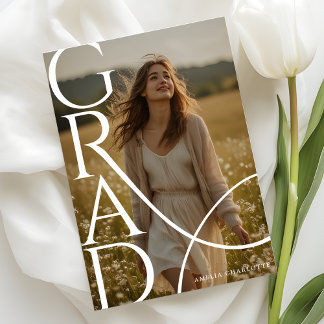 Modern Typography Photo Overlay Graduation Party Einladung