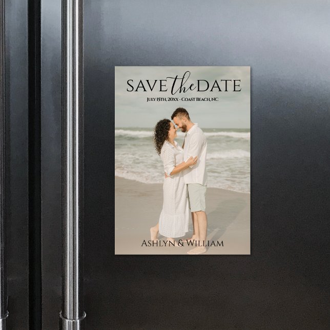 Modern Typography Photo Save the Date Magnet Card (Von Creator hochgeladen)