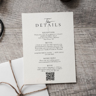 Modern Typography  Qr Code Wedding Details Begleitkarte