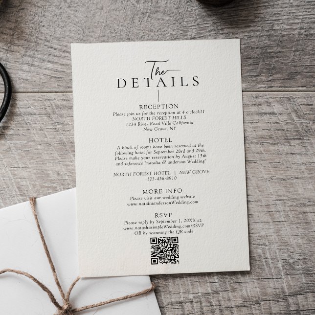 Modern Typography  Qr Code Wedding Details Begleitkarte (Von Creator hochgeladen)