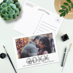 Modern Typography Script New Year Photo Feiertagspostkarte