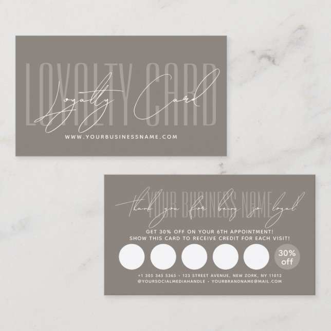 Modern typography script reward  loyalty card treuekarte (Vorne/Hinten)