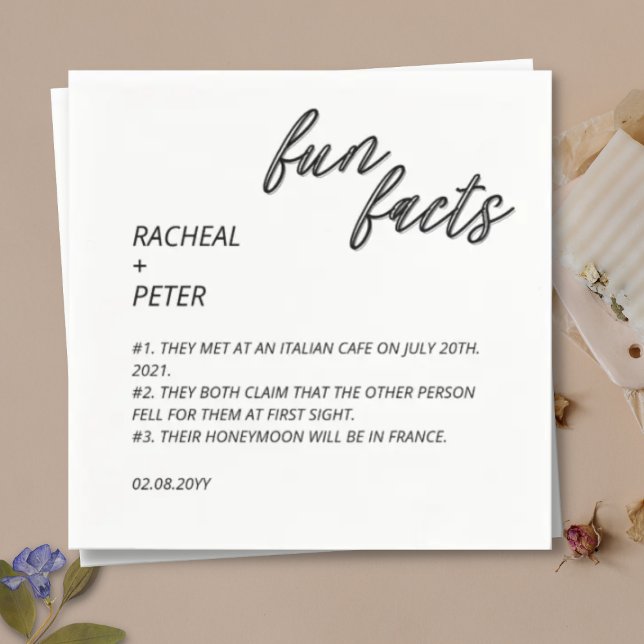 Modern Typography Simple Fun Facts Wedding  Serviette (Von Creator hochgeladen)