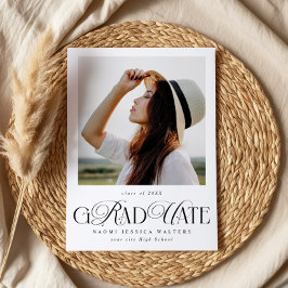 Modern Typography Single Photo Elegant Graduation Einladung