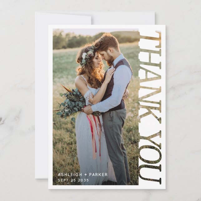 Modern Typography Wedding Thank You 2 Photo   Dankeskarte (Vorderseite)