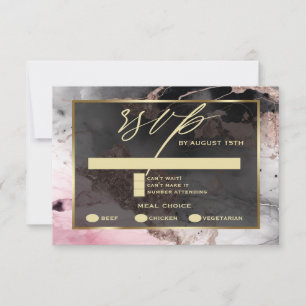 Modern UAWG Paint Abstrakt Rose Charcoal Gold RSVP Karte