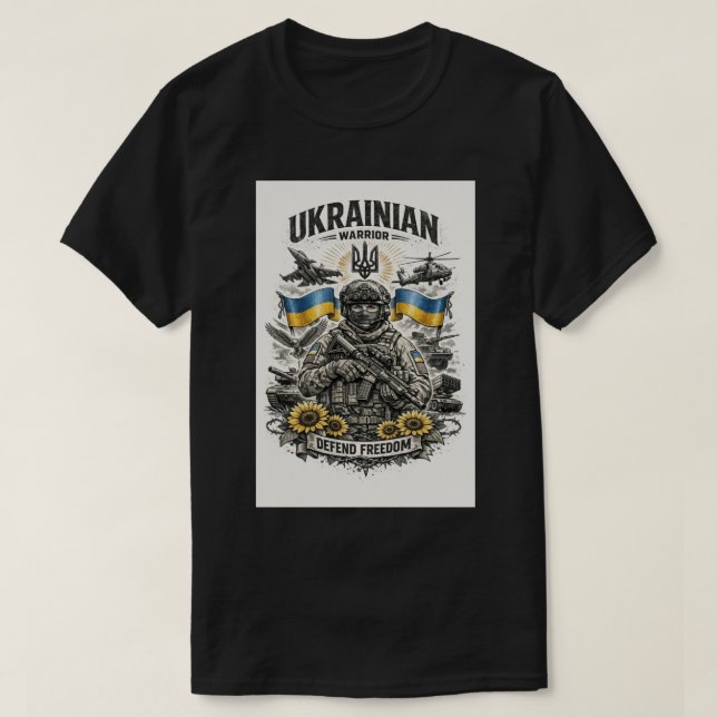 Modern Ukrainian Military Tattoo Sketch T-Shirt (Design vorne)