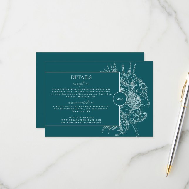 Modern und elegant Blumenstrauß - Karte (Vorderseite/Rückseite Beispiel)