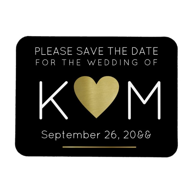 modern und elegant Save the Date, schwarz mit Lieb Magnet (Horizontal)