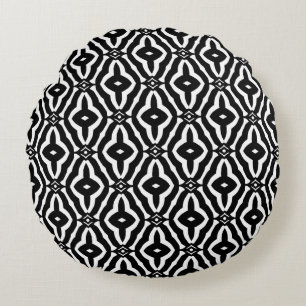 Modern und Elegant Schwarz & Weiß Rundes Kissen