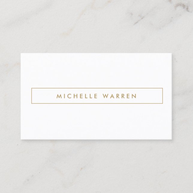 MODERN- und MINIMAL-Boxed-Name-Logo in Gold Visitenkarte (Vorderseite)