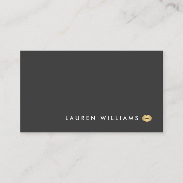 Modern und Minimal Gold Lips Beauty Business Card Visitenkarte (Vorderseite)