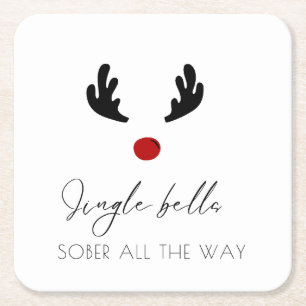 Modern und trendy: Jingle Bells Sober All The Way Rechteckiger Pappuntersetzer
