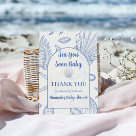 Modern Under The Sea You Soon Blue Boy Baby Shower Dankeskarte