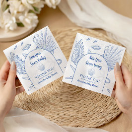 Modern Under The Sea You Soon Blue Boy Baby Shower Serviette