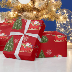 Modern Unicorn Santa Snowflakes Weihnachten Geschenkpapier