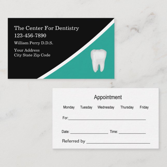 Modern Unique Dentist Appointment Business Cards Visitenkarte (Vorne/Hinten)