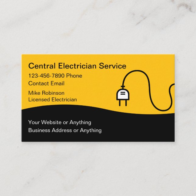 Modern Unique Electrician Business Cards Visitenkarte (Vorderseite)