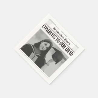 Modern unique funny photo newspaper graduation serviette